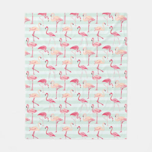 Retro Flamingos auf tadellosen Streifen Fleecedecke
