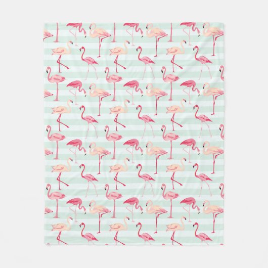 Retro Flamingos auf tadellosen Streifen Fleecedecke (Vorderseite)