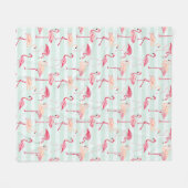 Retro Flamingos auf tadellosen Streifen Fleecedecke (Vorderseite (Horizontal))