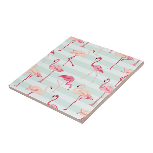 Retro Flamingos auf tadellosen Streifen Fliese (Seite)