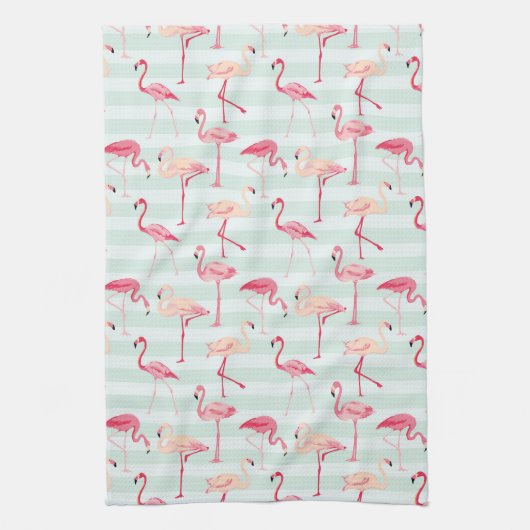 Retro Flamingos auf tadellosen Streifen Handtuch (Vertikal)