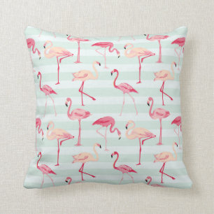 Retro Flamingos auf tadellosen Streifen Kissen