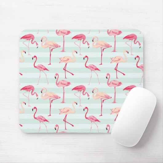 Retro Flamingos auf tadellosen Streifen Mousepad (Mit Mouse)