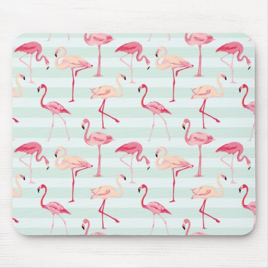 Retro Flamingos auf tadellosen Streifen Mousepad (Vorne)
