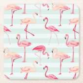 Retro Flamingos auf tadellosen Streifen Rechteckiger Pappuntersetzer (Vorderseite)