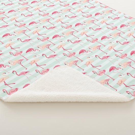 Retro Flamingos auf tadellosen Streifen Sherpadecke (3/4)