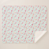 Retro Flamingos auf tadellosen Streifen Sherpadecke (Vorderseite (Horizontal))