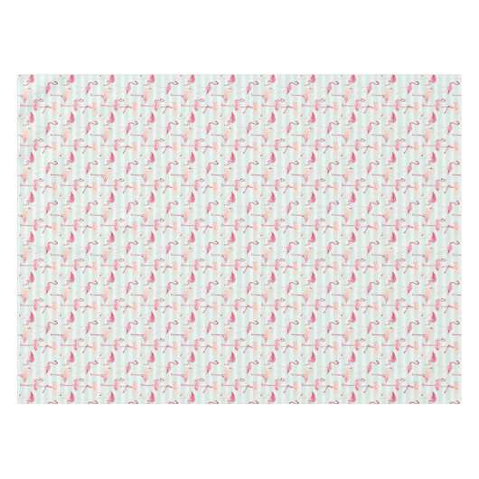 Retro Flamingos auf tadellosen Streifen Tischdecke (Vorderseite (Horizontal))