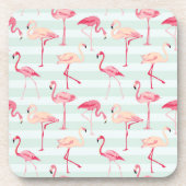 Retro Flamingos auf tadellosen Streifen Untersetzer (Vorderseite)