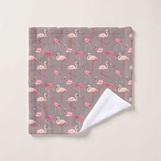 Retro Flamingos Badhandtuch Set (Waschlappen)