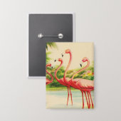 Retro-Flamingos Button (Vorderseite/Rückseite)