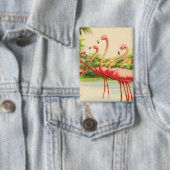 Retro-Flamingos Button (Insitu)