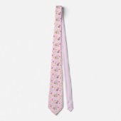 Retro Flamingos Dots and Diamonds on Pink Krawatte (Vorderseite)