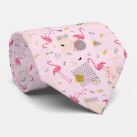 Retro Flamingos Dots and Diamonds on Pink