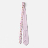 Retro Flamingos Dots and Diamonds on Pink Krawatte (Rückseite)