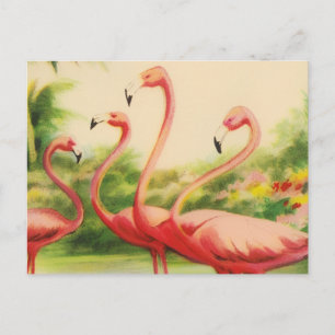 Retro-Flamingos Feiertagspostkarte