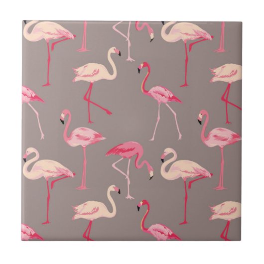 Retro Flamingos Fliese (Vorderseite)