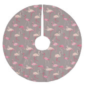 Retro Flamingos| Monogramm 2 Polyester Weihnachtsbaumdecke (Vorderseite)