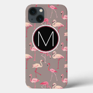 Retro Flamingos Monogramm iPhone 13 Hülle