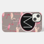 Retro Flamingos | Monogramm iPhone Hülle (Rückseite (Horizontal))
