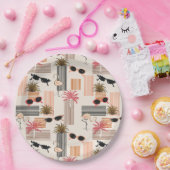 Retro Flamingos Palms und Sonnenbrille Summer Part Pappteller (Party)