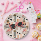 Retro Flamingos Palms und Sonnenbrille Summer Part Pappteller (Party)