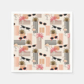 Retro Flamingos Palms und Sonnenbrille Summer Part Serviette (Vorderseite)