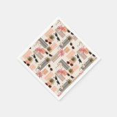 Retro Flamingos Palms und Sonnenbrille Summer Part Serviette (Ecke)