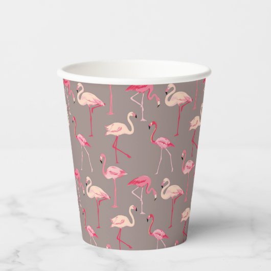 Retro Flamingos Pappbecher (Vorderseite)