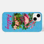Retro Flamingos & Polka Dots personlisiert Case-Mate iPhone Hülle (Rückseite (Horizontal))