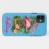Retro Flamingos & Polka Dots personlisiert Case-Mate iPhone Hülle (Rückseite (Horizontal))