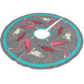 Retro Flamingos Polyester Weihnachtsbaumdecke (Schrägansicht)