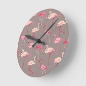 Retro Flamingos Runde Wanduhr (Winkel)