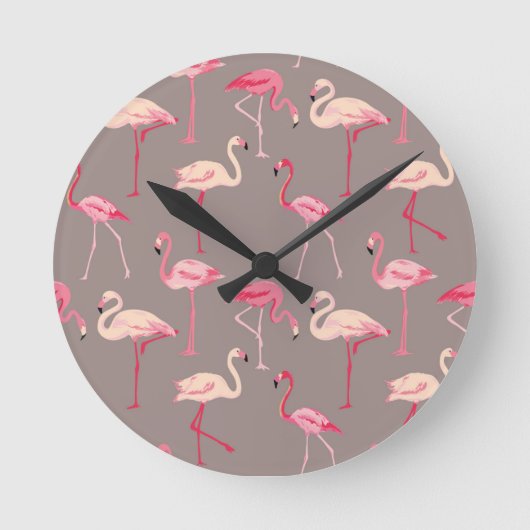 Retro Flamingos Runde Wanduhr (Vorderseite)