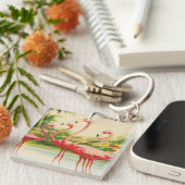 Retro-Flamingos Schlüsselanhänger (Vorderseite rechts)