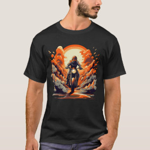 Retro-Flammende-Explosions-Motorrad-T-Shirt T-Shirt