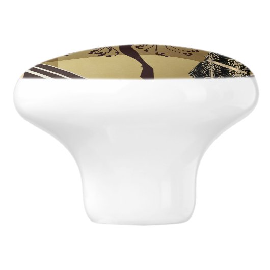 Retro Flapper Dancers Black Gold Keramikknauf (Seitenansicht)