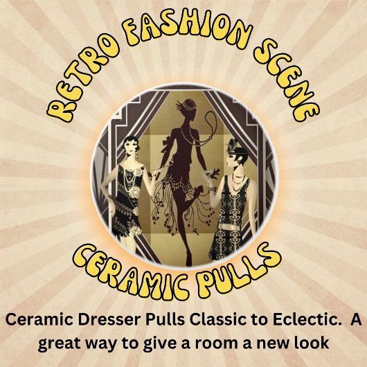 Retro Flapper Dancers Black Gold Keramikknauf