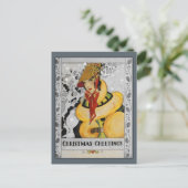 Retro Flapper Weihnachtsgrüße Feiertagspostkarte (Stehend Vorderseite)