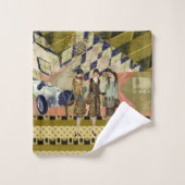 Retro Flappers in Paris Badhandtuch Set (Waschlappen)