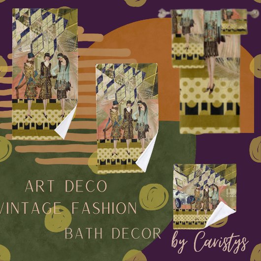 Retro Flappers in Paris Badhandtuch Set