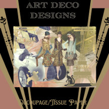 Retro Flappers in Paris Decoupage, Handwerk,