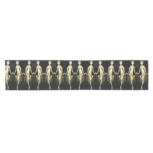 Retro Flappers, schwarzer Hintergrund Kurzer Tischläufer (Horizontal)
