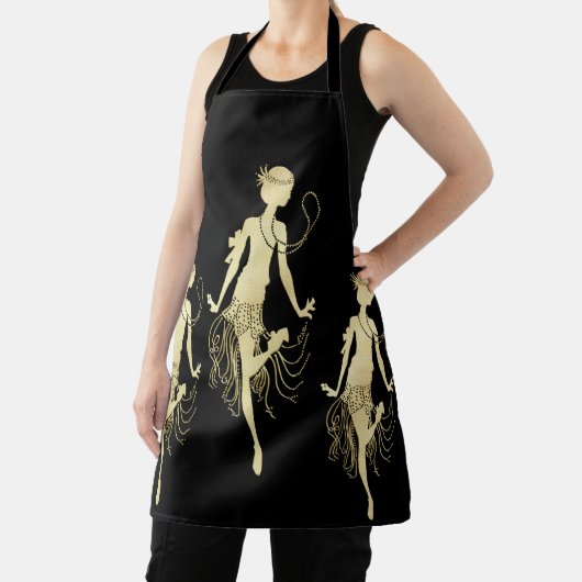 Retro Flappers, schwarzer Hintergrund Schürze (InSitu)