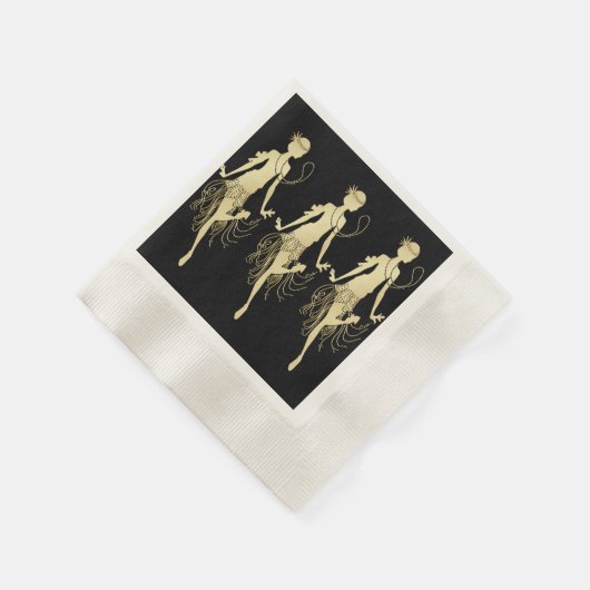 Retro Flappers, schwarzer Hintergrund Serviette (Ecke)