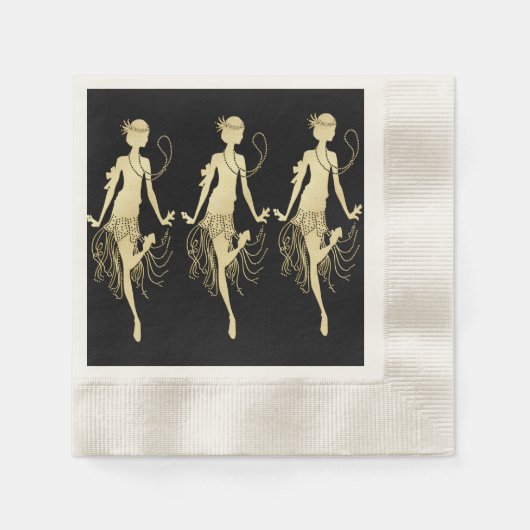 Retro Flappers, schwarzer Hintergrund Serviette (Vorderseite)