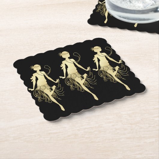 Retro Flappers, schwarzer Hintergrund Untersetzer (angewinkelt)