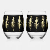 Retro Flappers, schwarzer Hintergrund Weinglas Ohne Stiel (Vorderseite)