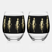Retro Flappers, schwarzer Hintergrund Weinglas Ohne Stiel (Links)