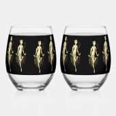 Retro Flappers, schwarzer Hintergrund Weinglas Ohne Stiel (Rechts)